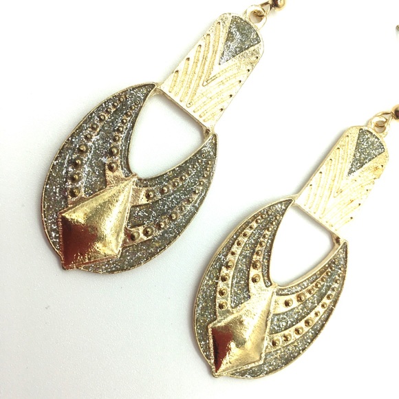 Goddess Gold Hanging Earrings w/ Accents - Picture 2 of 5